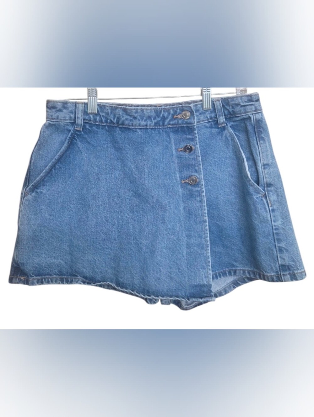Zara Z1975 Asymmetrical Crossover Denim Wrap Skort 1416/036